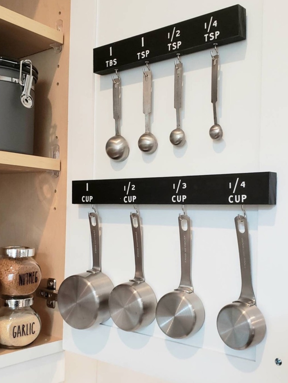 Measuring Spoon & Cup Rack Organizer Set- Black Wood